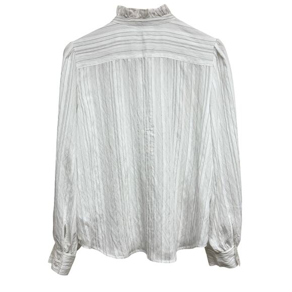 Madewell Ruffled Button Up Top NW715 Airy Stripe NWT Size L - Picture 5 of 8